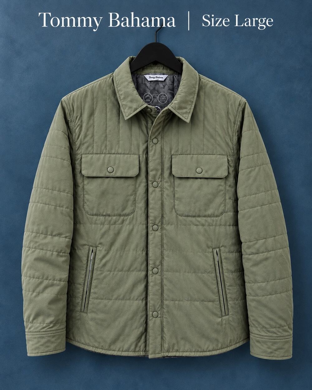 Tommy Bahama Layton Quilted Jacket Beetle Green NWT Large $225